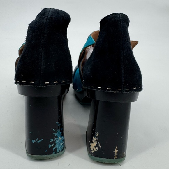 John Fluevog “Amor” Summer of Love Suede Clog Heels – Blue/Teal Approx Sz 8 - Picture 6 of 13